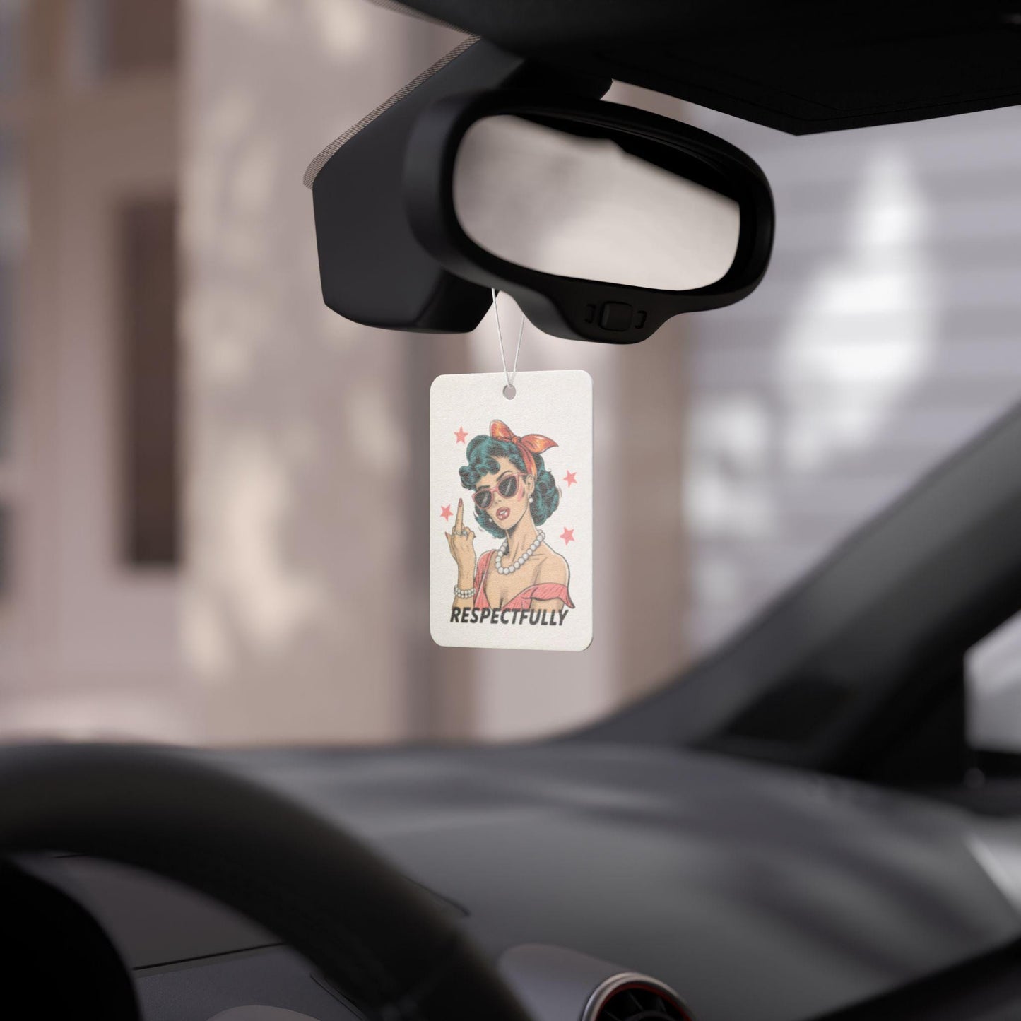 Retro Respectfully Car Air Freshener, Vintage Car Perfume Tag, Cute Auto Decoration, Gift for Her, Sassy Car Decor