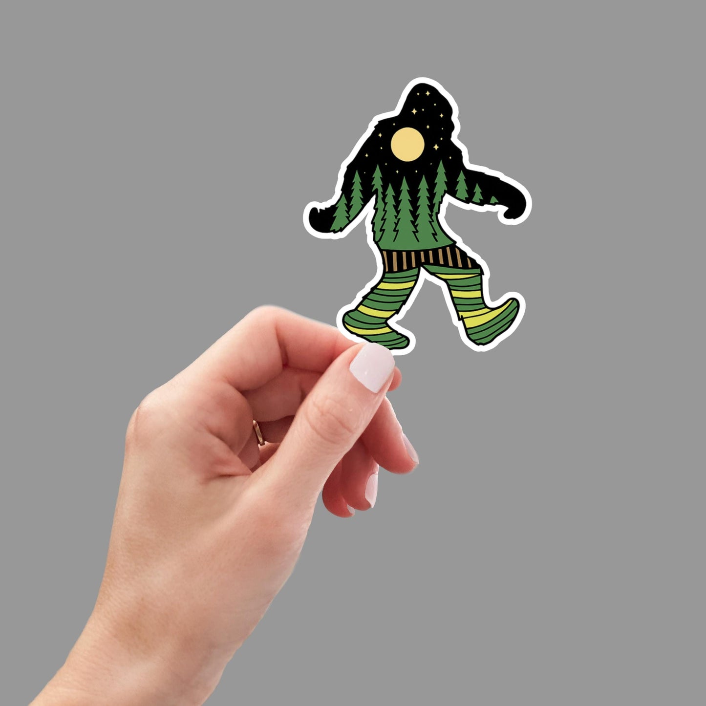 Bigfoot Sasquatch Sticker – Funny Cryptid Vinyl Decal for Laptop, Water Bottle, Car, Hiking Gift, Outdoor Camper Aesthetic