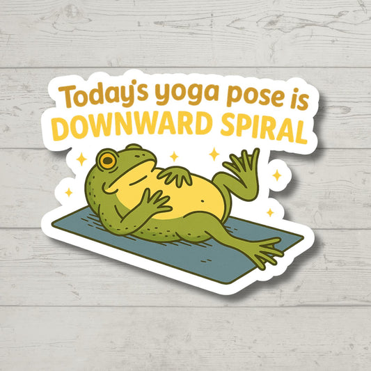 Funny Frog Yoga Sticker, Cute Animal Sticker, Humor Yoga Gift, Waterproof Vinyl Decal for Laptop, Journal, Water Bottle
