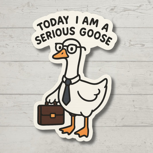 Serious Goose Sticker, Funny Bird Decal, Vinyl Laptop Water Bottle Sticker, Sarcastic Adult Humor Gift