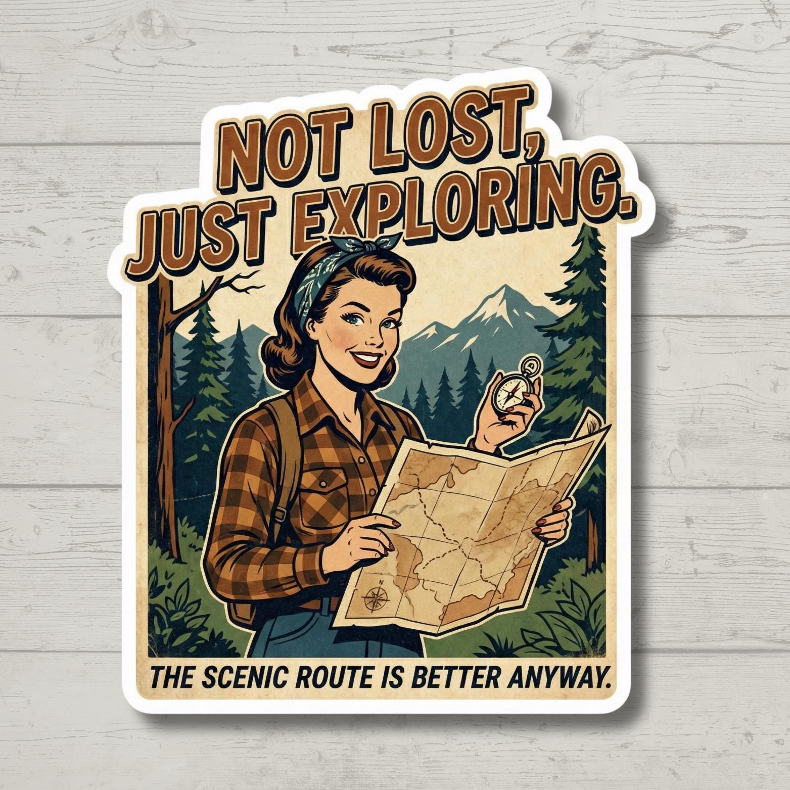 Not Lost Just Exploring Sticker - Waterproof Vinyl Decal for Water Bottle & Laptop - Outdoor Adventure Hiking Gift - Nature Wanderlust