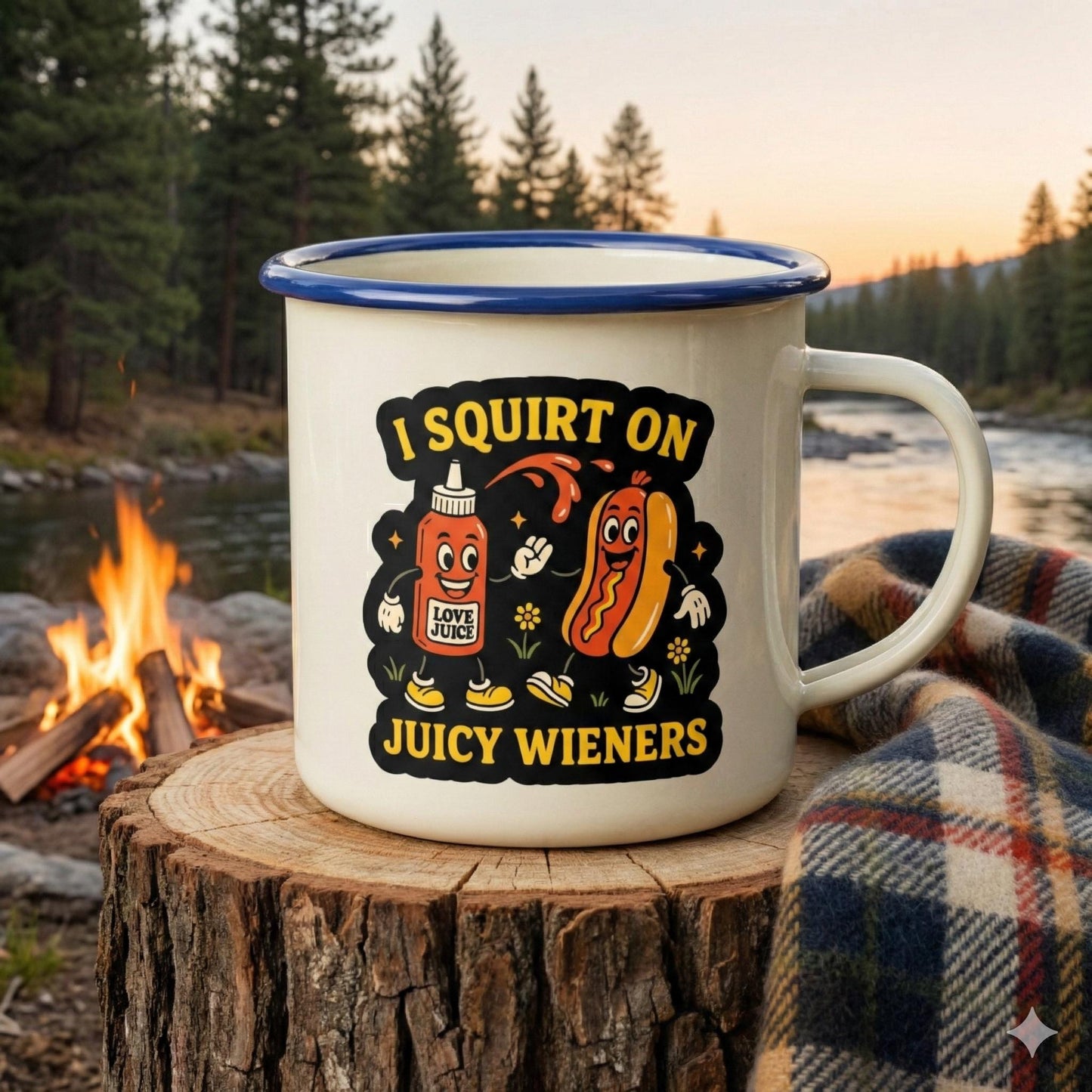 I Squirt on Juicy Wieners Sticker - Funny Naughty Gift for Him - Adult Humor Vinyl Decal - Dirty Hot Dog Pun for Laptop, Cooler