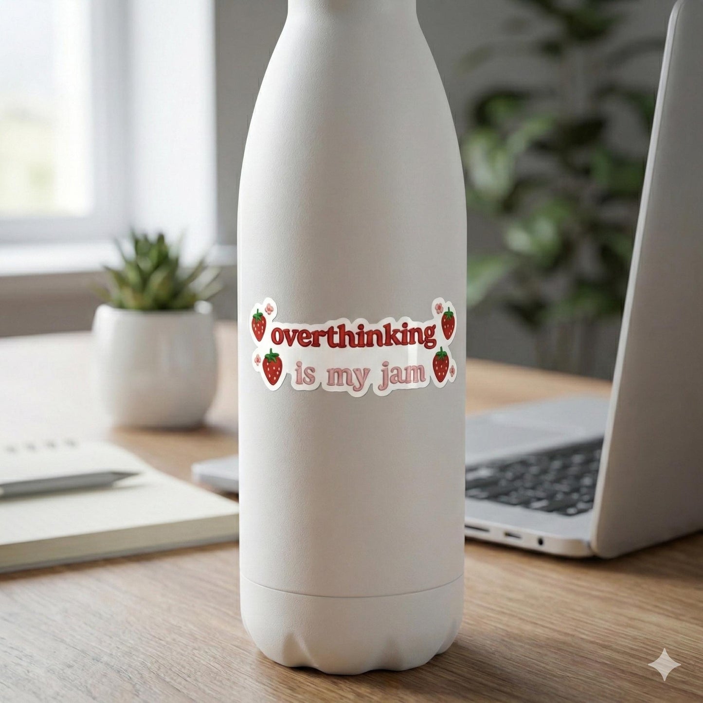 Overthinking is My Jam Sticker - Funny Anxiety Gift - Relatable Mental Health Vinyl Decal - ADHD Neurodivergent Art - Introvert