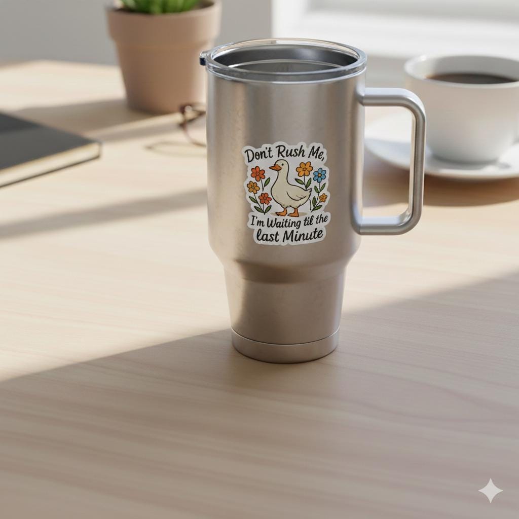 Funny Goose Sticker - Don't Rush Me Vinyl Decal for Water Bottles & Laptops - Sarcastic Bird Gift for Adults - Cute Sassy Animal Stationery