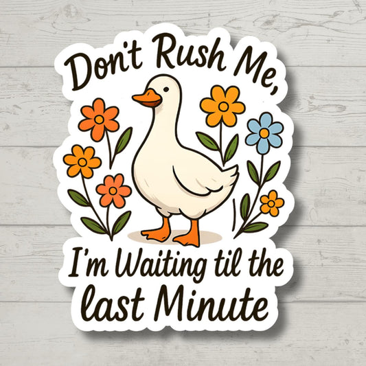 Funny Goose Sticker - Don't Rush Me Vinyl Decal for Water Bottles & Laptops - Sarcastic Bird Gift for Adults - Cute Sassy Animal Stationery