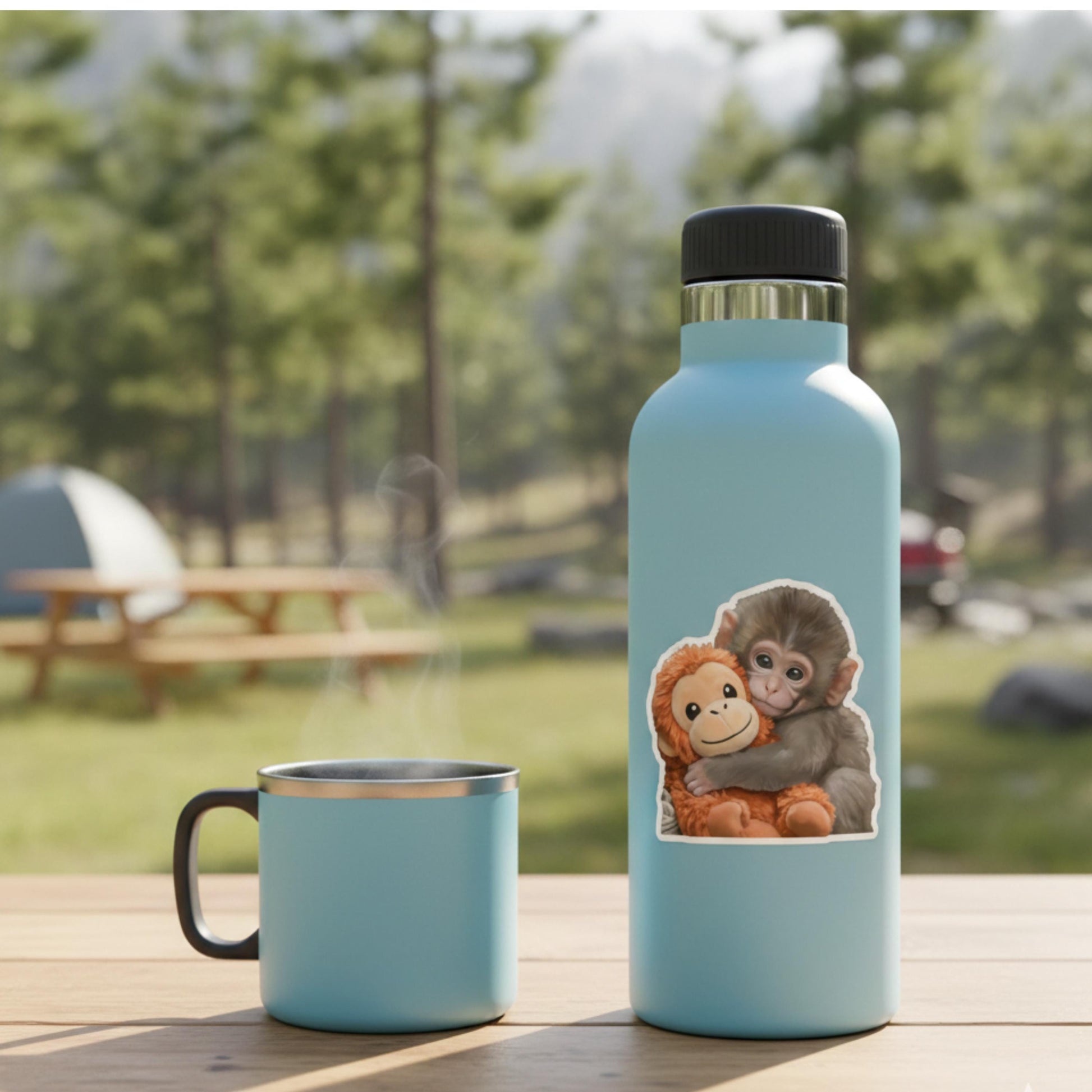 Viral Baby Monkey Sticker - Punch the Monkey Cute Decal for Water Bottles and Laptops - Famous Zoo Monkey - Emotional Support Animal Sticker