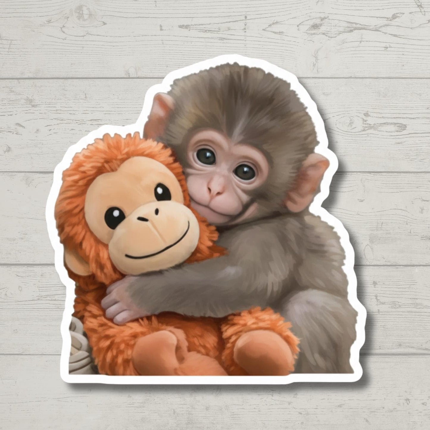 Viral Baby Monkey Sticker - Punch the Monkey Cute Decal for Water Bottles and Laptops - Famous Zoo Monkey - Emotional Support Animal Sticker