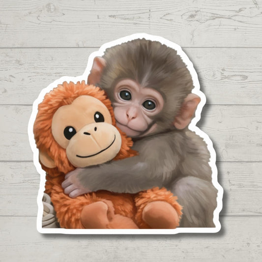 Viral Baby Monkey Sticker - Punch the Monkey Cute Decal for Water Bottles and Laptops - Famous Zoo Monkey - Emotional Support Animal Sticker