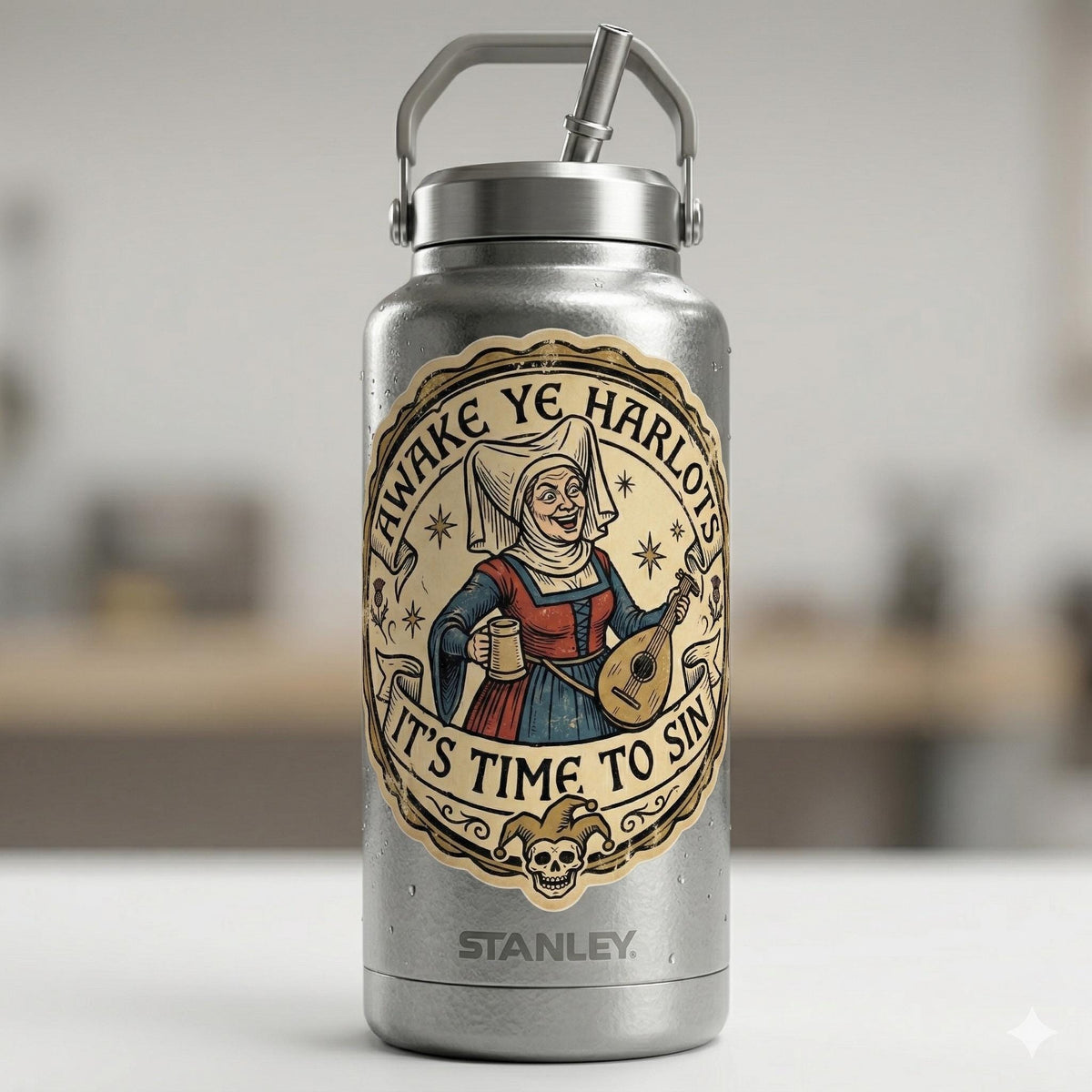 Awake Ye Harlots Sticker, Funny Medieval Meme Decal, Unhinged Humor