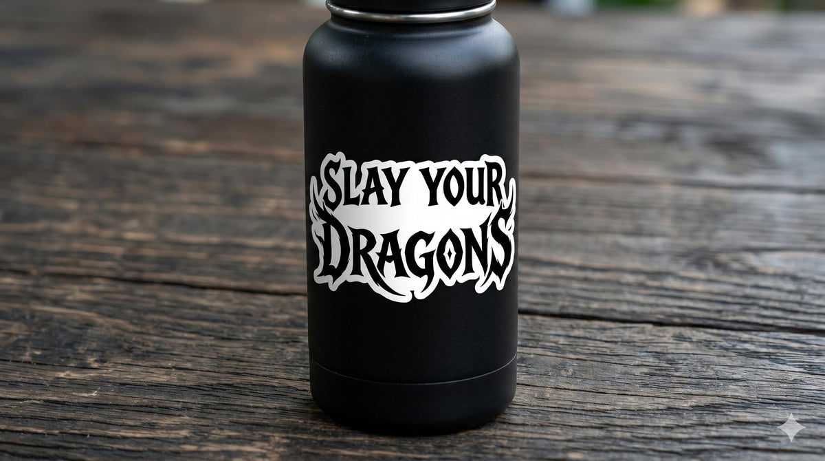 Slay Your Dragons Sticker - Inspirational Mental Health Decal - Romantasy Bookish Gift - Warrior Strength Vinyl - Motivational BookTok Decal