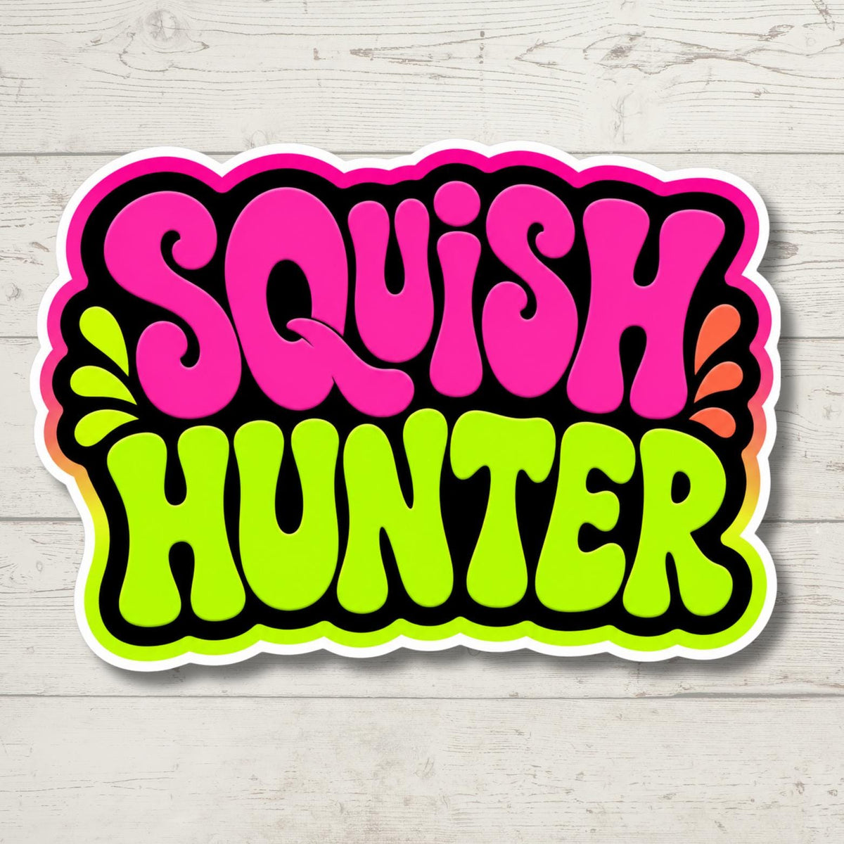 Squish Hunter Sticker, Cute Squishy Toy Vinyl Decal, Fidget Collector Gift, Aesthetic Waterproof Sticker for Laptops and Water Bottles
