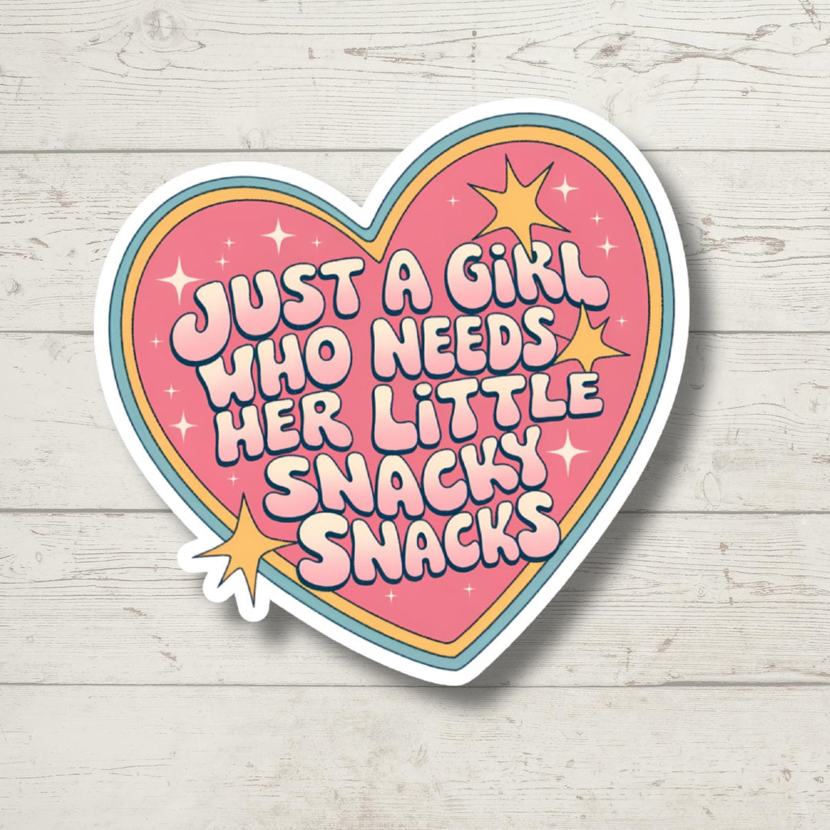 Just a Girl Who Needs Snacks Sticker – Funny Food Vinyl Decal for Laptop or Water Bottle