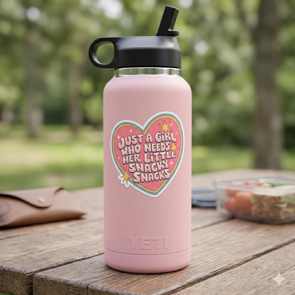 Just a Girl Who Needs Snacks Sticker – Funny Food Vinyl Decal for Laptop or Water Bottle